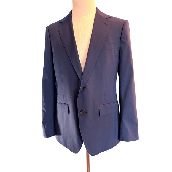 NWOT BONOBOS Slim Fit Blazer Jacket Blue Wool Elastane 2 Button Double Vent 40 R - Picture 1 of 7